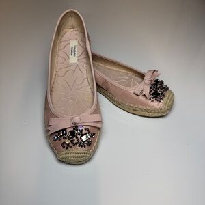 Simply Vera Vera Wang Pink Beaded‎ Bow Espadrille Flats Size 6.5